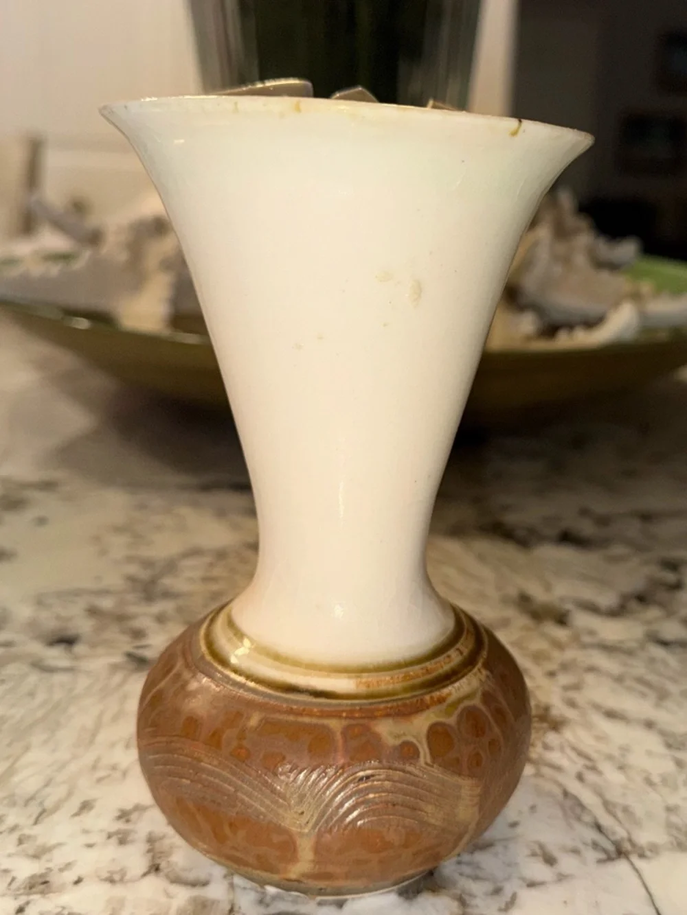 Vintage Robert Finn Art Pottery - Cutout Iris Vase - Crystalline Interior - 5.5